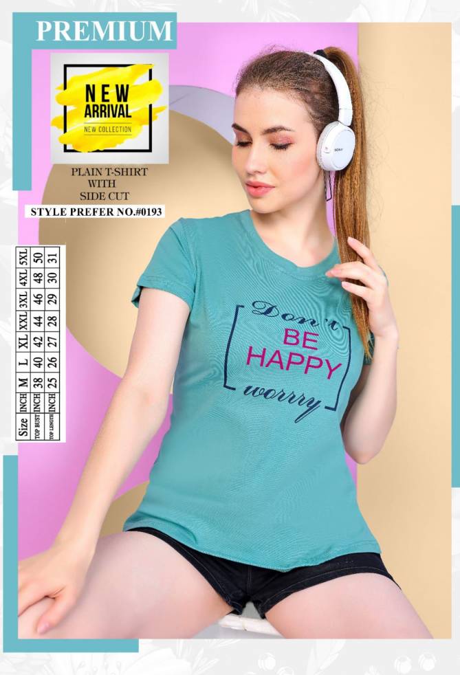Vol At 0193 Daily Wear Hosiery Cotton Ladies T Shirt Wholesale Price In Surat